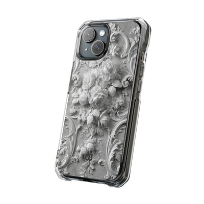 Rococo Marble Rose · Clear Impact Magnetic Phone Case for iPhone · White