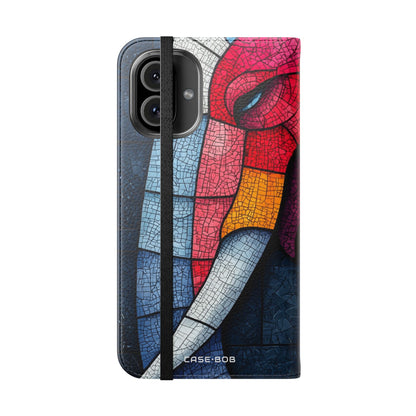 Blue Mosaic Elephant - iPhone 16 Plus Case - Wallet