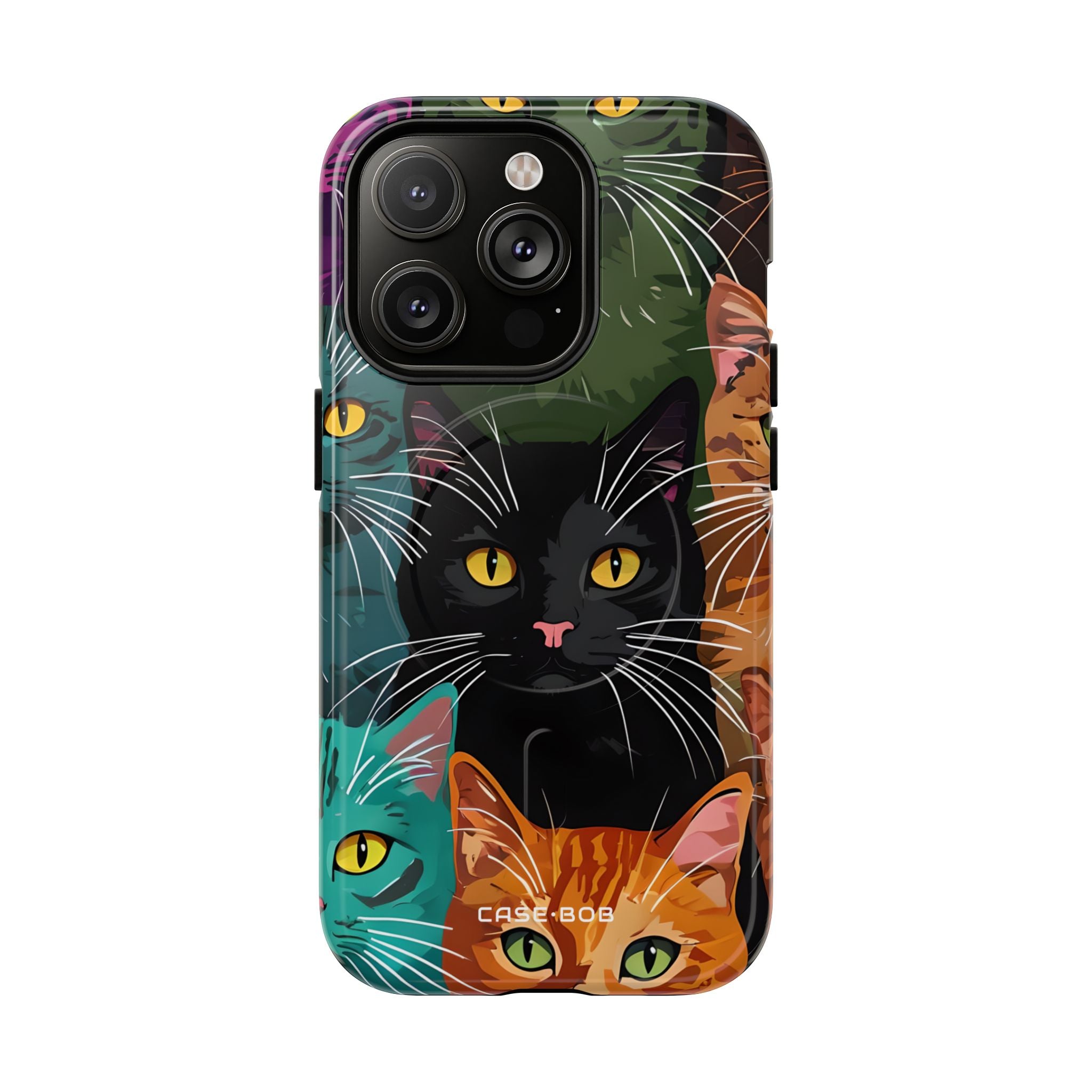 Teal Cat Grid iPhone 14 Pro Case - Tough+