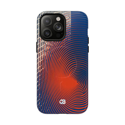 Blue Tough 2.0 Magsafe Phone Case for iPhone - Orange Orbit Grid