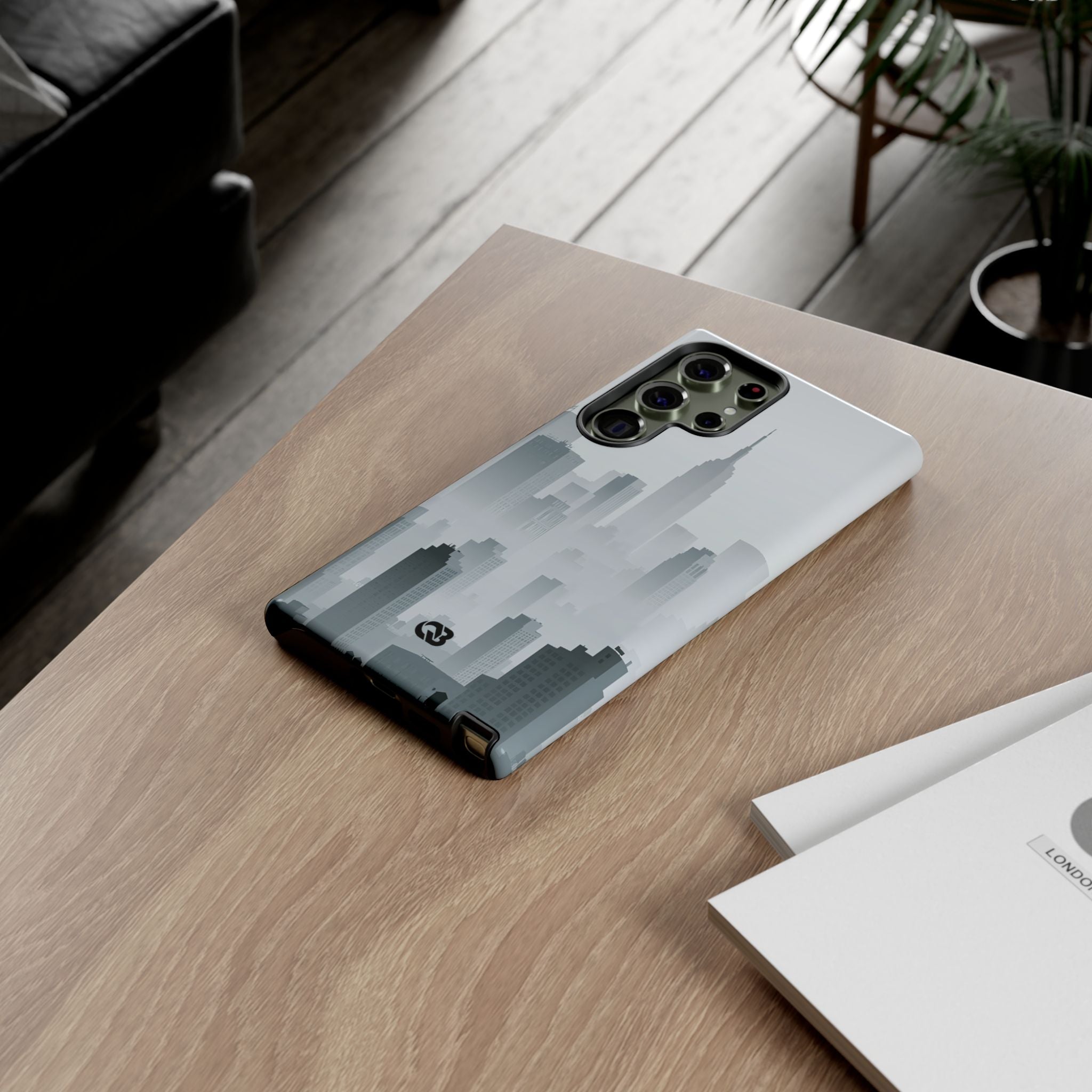 Grey Tough Phone Case for Samsung - Steel Mist Skyline