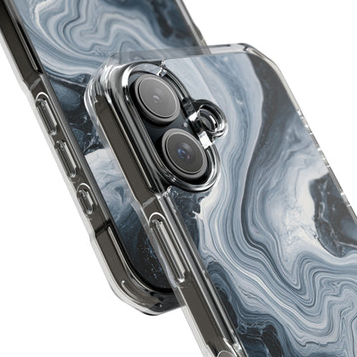 Suminagashi Ink Flow · Clear Impact Magnetic Phone Case for iPhone · Grey