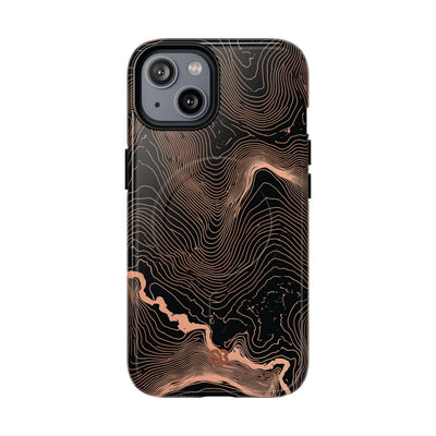 Orange Tough 2.0 Magsafe Phone Case for iPhone - Salmon Ridge Topo