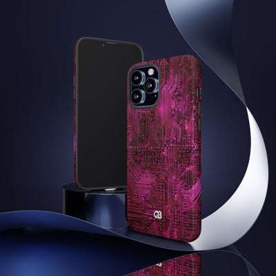 Magenta Circuit Trace · Tough Phone Case for iPhone · Pink
