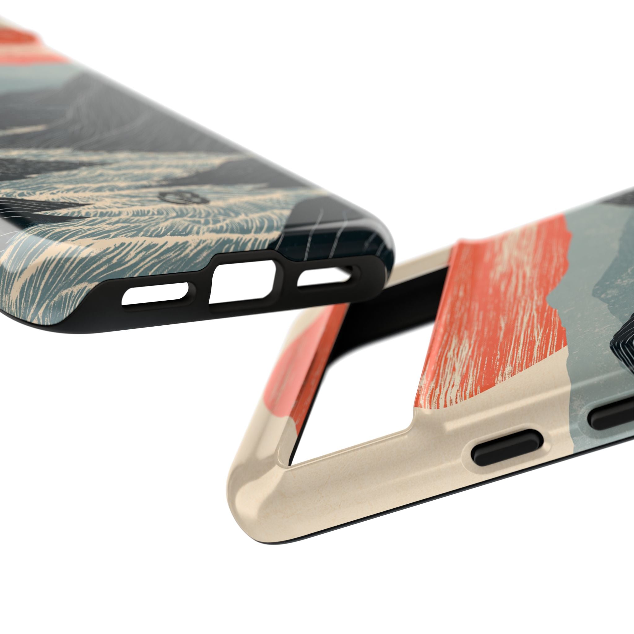 Beige Tough Phone Case for Google Pixel - Crimson Ridge Flow