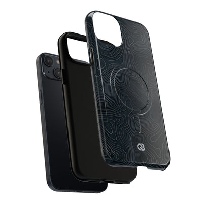 Black Tough 2.0 Magsafe Phone Case for iPhone - Obsidian Ridge Topo