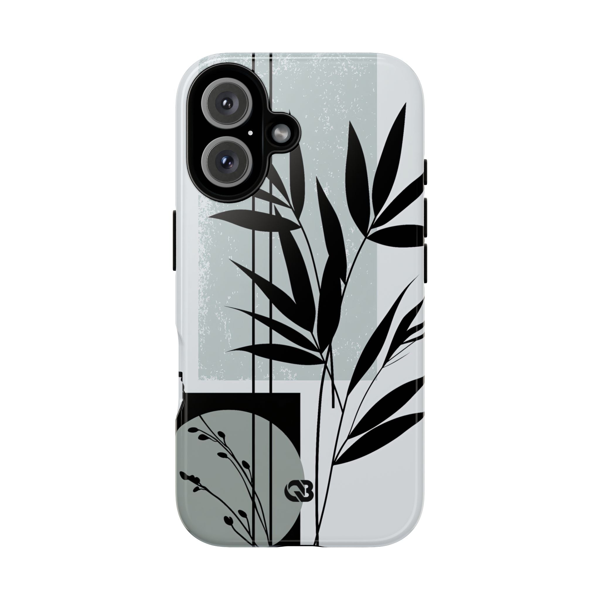 Grey Tough Phone Case for iPhone - Sage Bamboo Noir