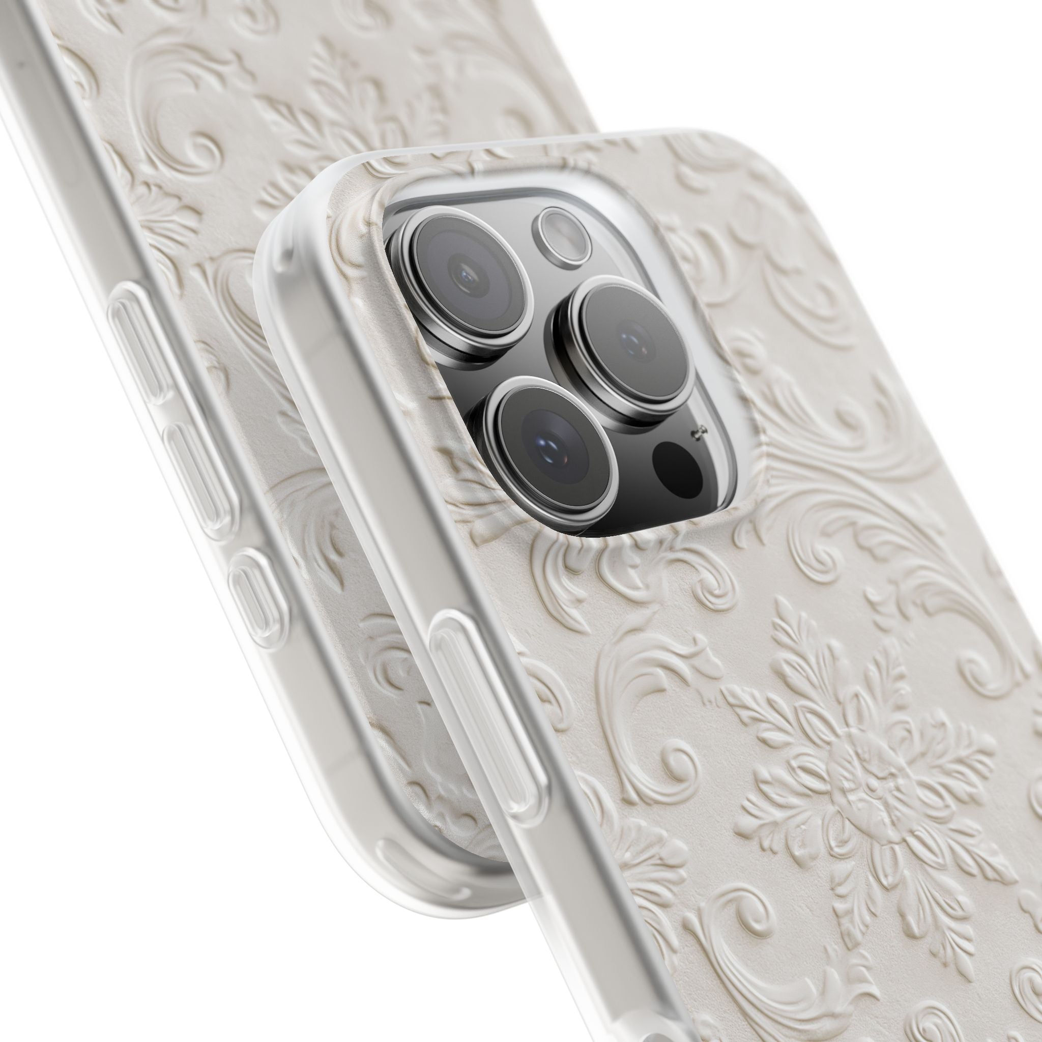 White Lite Phone Case for iPhone - Alabaster Floral Relief