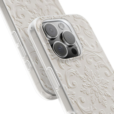 White Lite Phone Case for iPhone - Alabaster Floral Relief