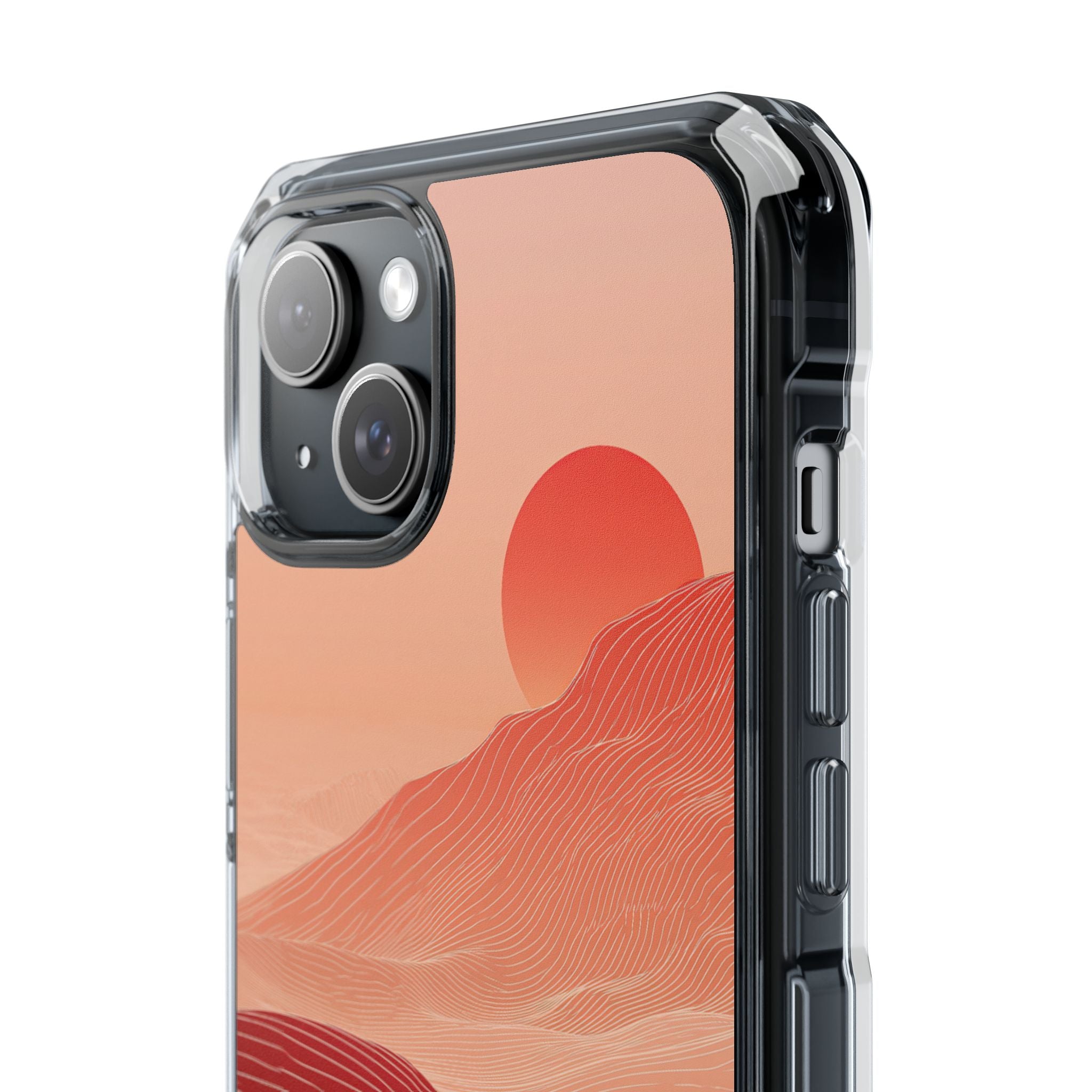 Red Impact MagSafe Phone Case for iPhone - Crimson Ridge Lines