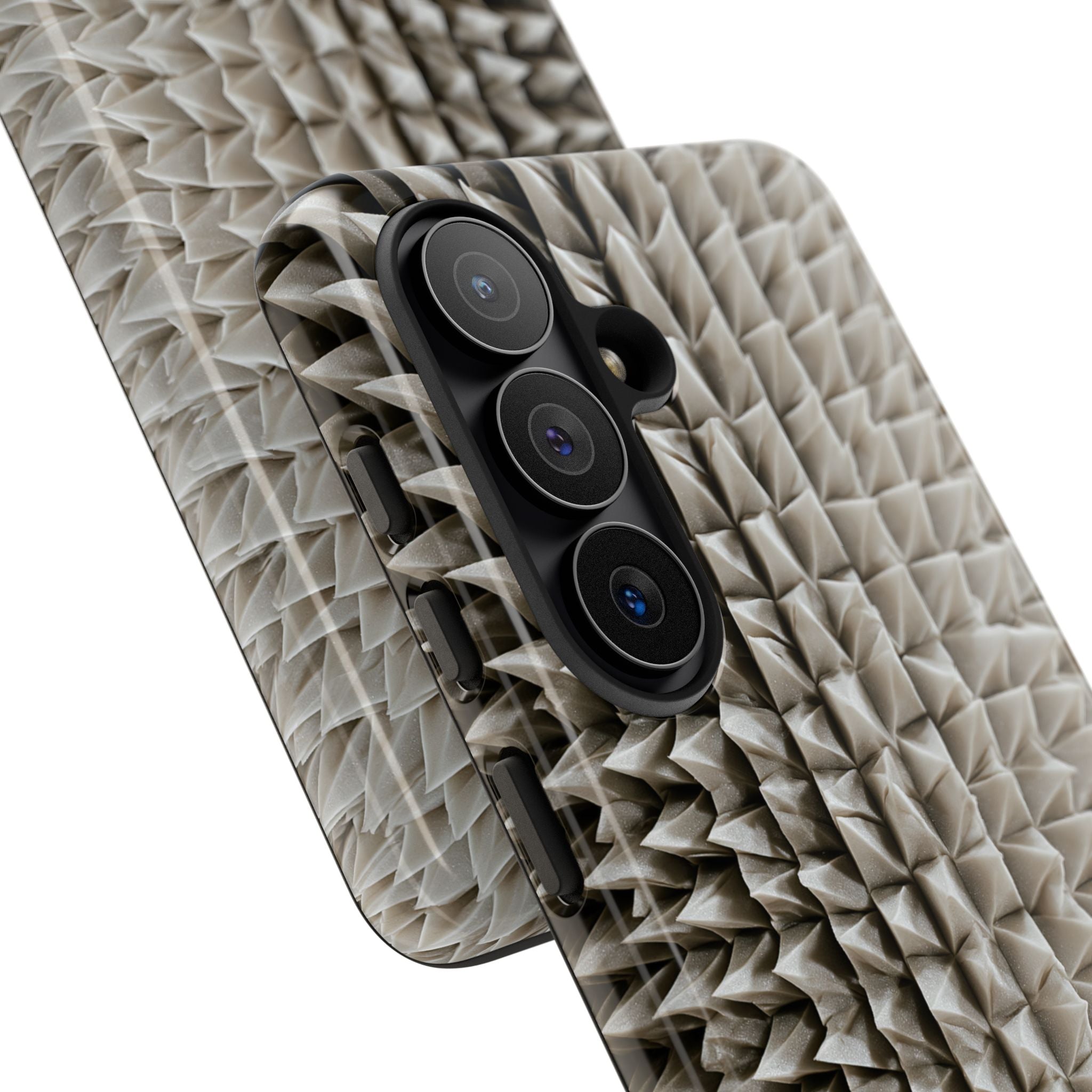 Beige Tough Phone Case for Samsung - Bone Spiked Grid