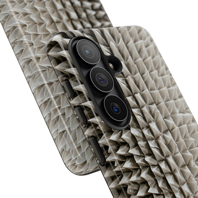 Beige Tough Phone Case for Samsung - Bone Spiked Grid