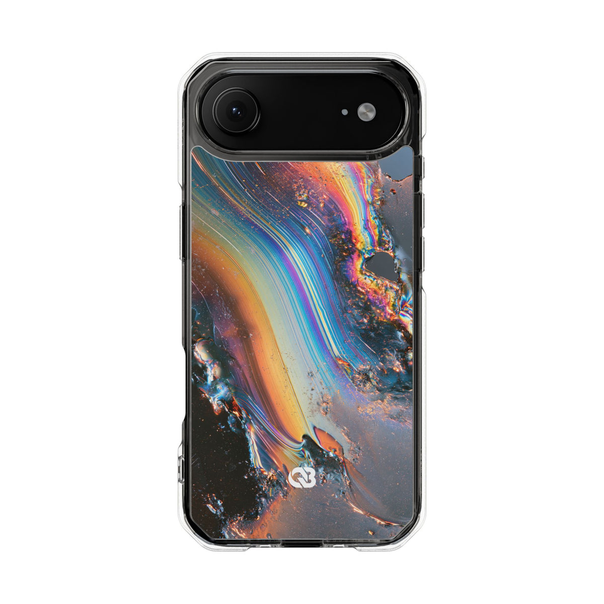 Prismatic Aura Flow · Clear Impact Magnetic Phone Case for iPhone · Blue