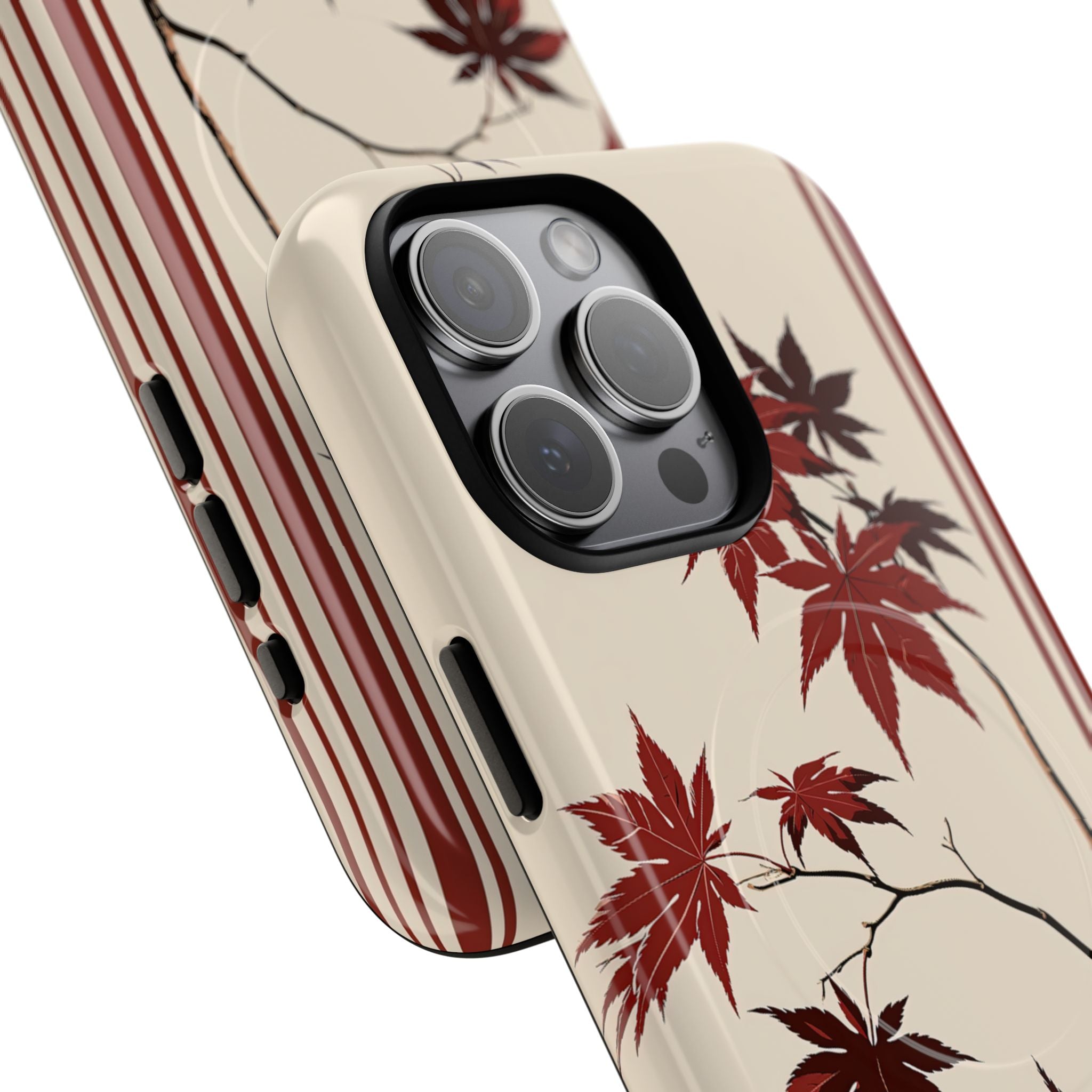 Red Tough 2.0 Magsafe Phone Case for iPhone - Crimson Momiji Stripe