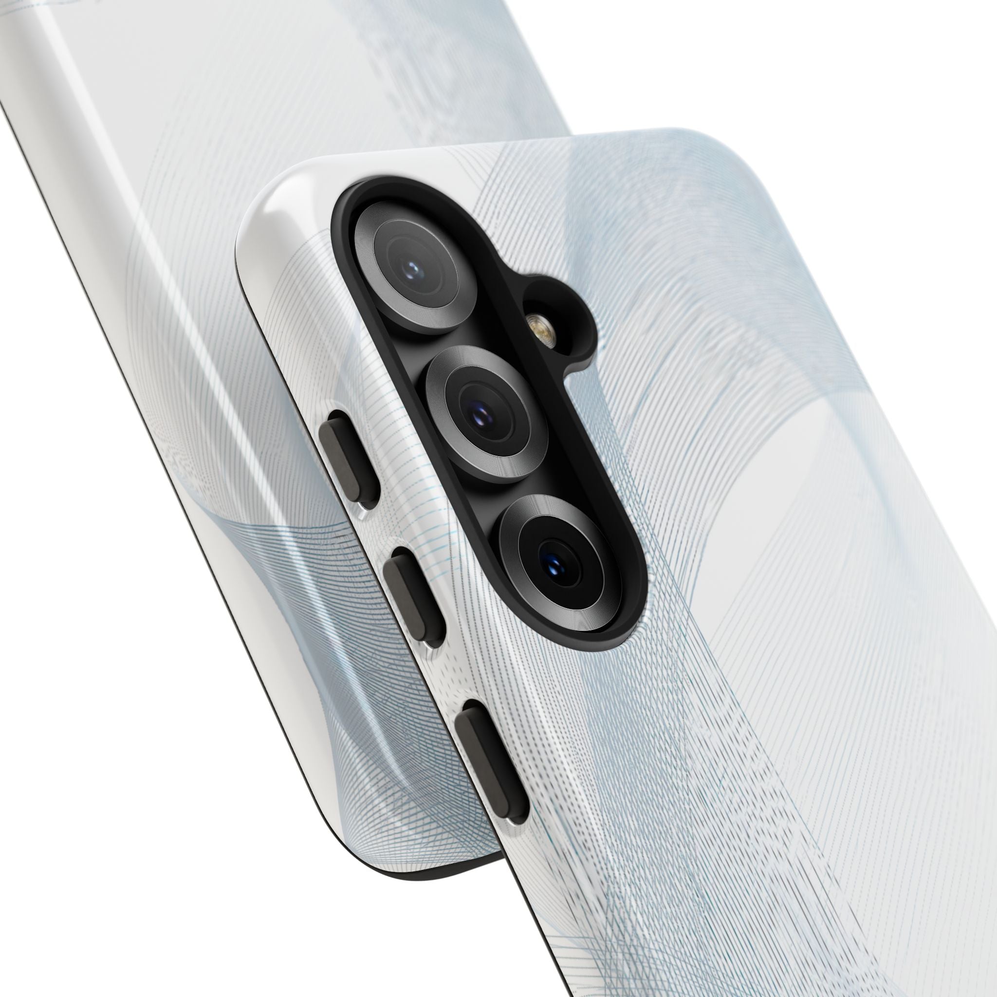White Tough Phone Case for Samsung - Arctic Line Current