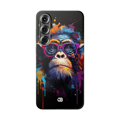 Neon Splatter Primate · Soft Telefoncover til Samsung