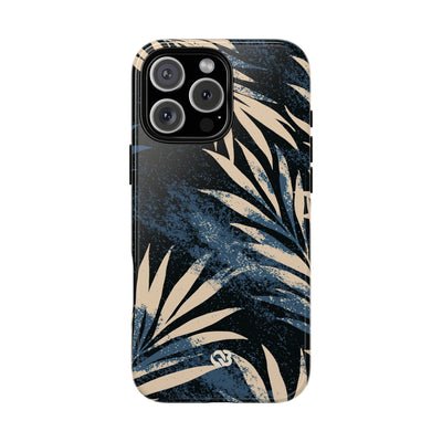 Blue Tough Phone Case for iPhone - Midnight Indigo Palm