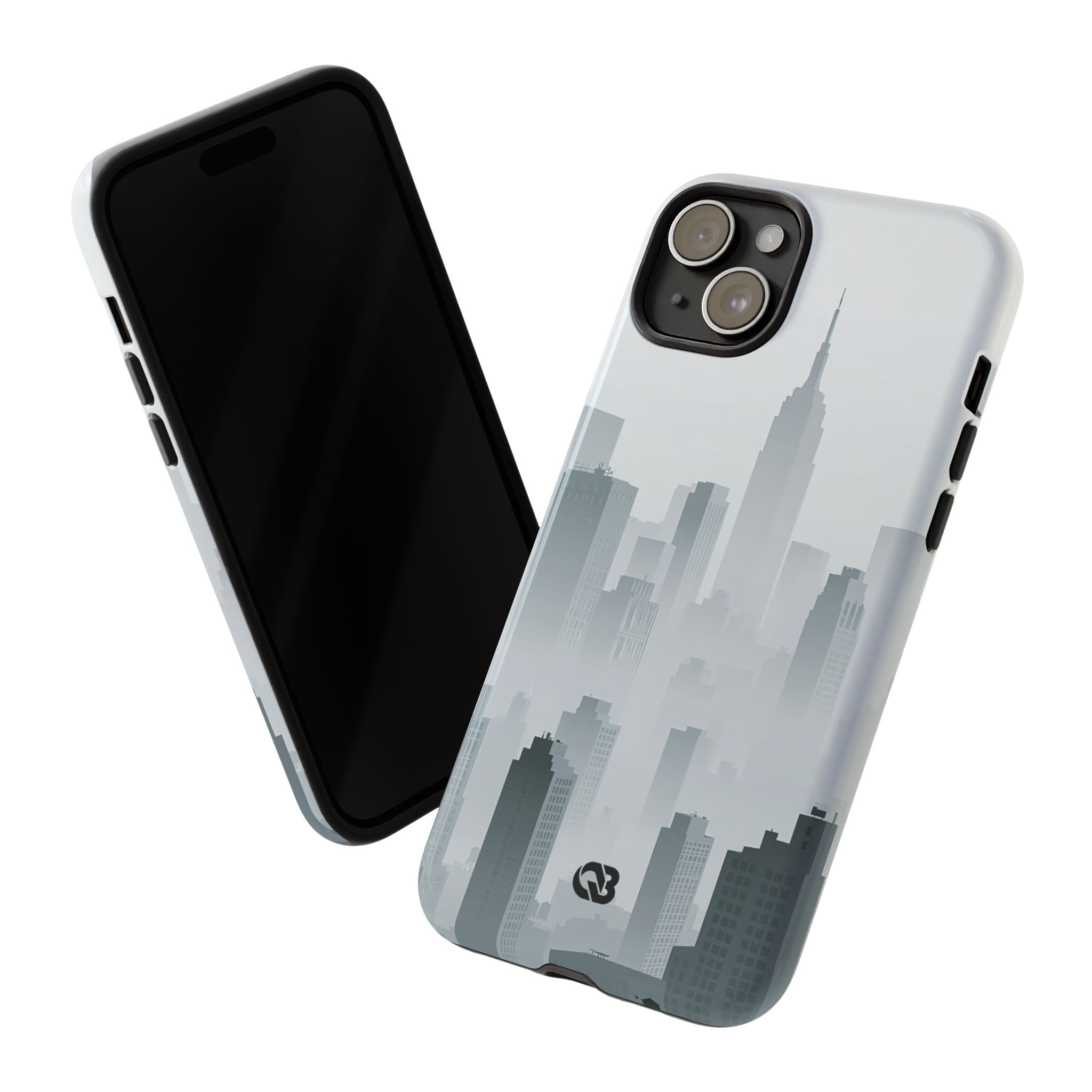 Grey Tough Phone Case for iPhone - Steel Mist Skyline