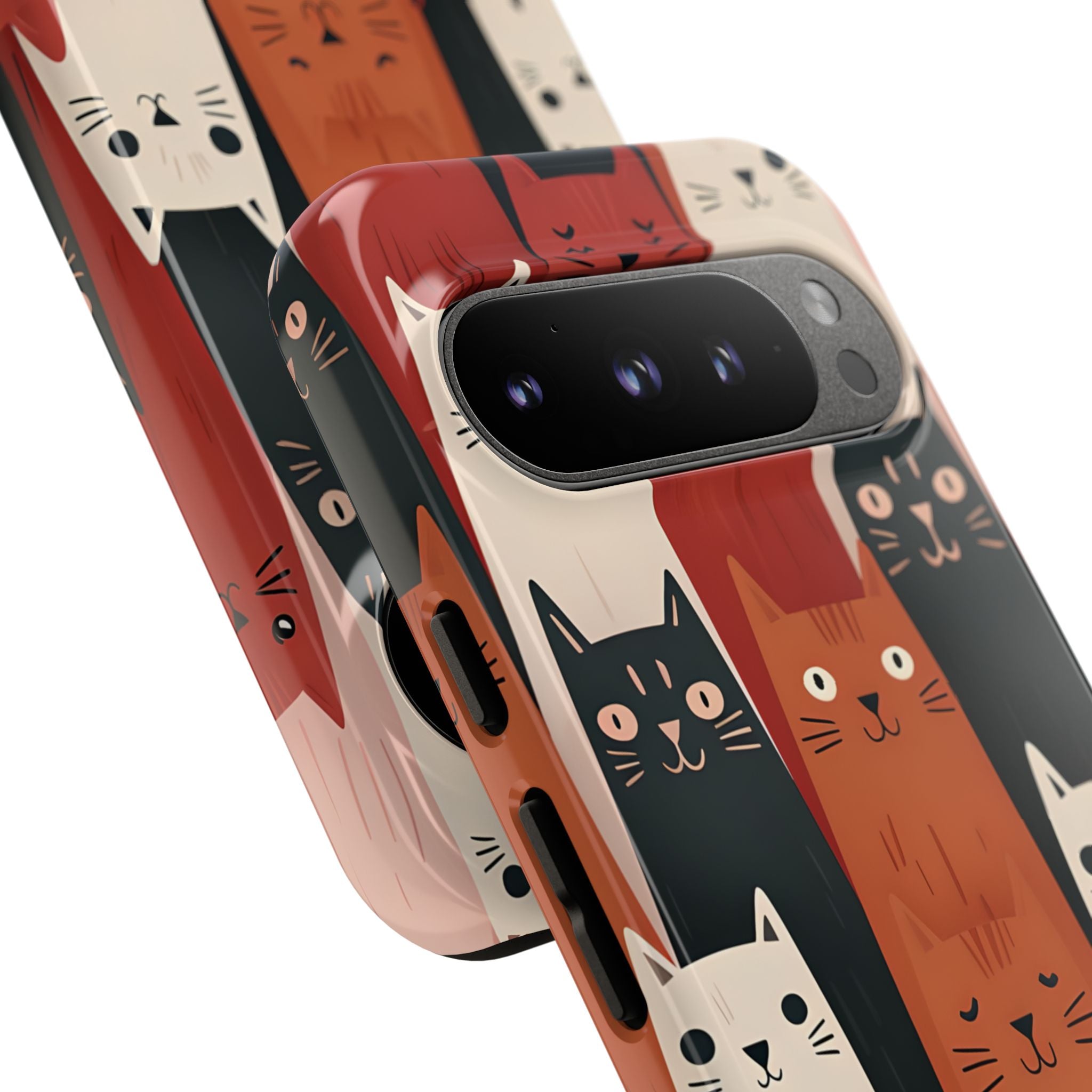 Verlängerte Katzen Schwarz Google Pixel 9 Pro Case - Tough