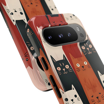 Verlängerte Katzen Schwarz Google Pixel 9 Pro Case - Tough