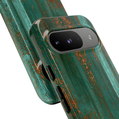 Teal Tough Phone Case for Google Pixel - Verdigris Copper Siding