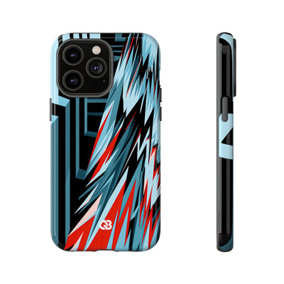 Blue Tough Phone Case for iPhone - Glitch Peak Cyan