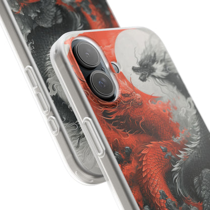Twin Dragons Crimson iPhone 16 Plus Case - Soft