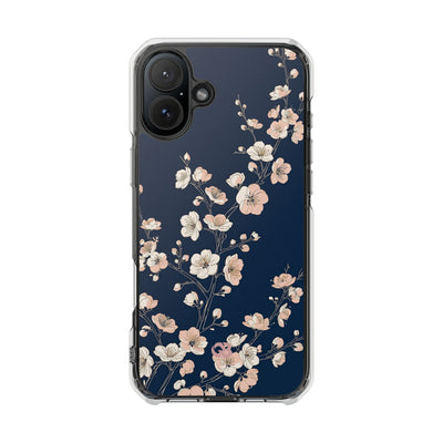 Blue Impact MagSafe Phone Case for iPhone - Midnight Peach Sakura