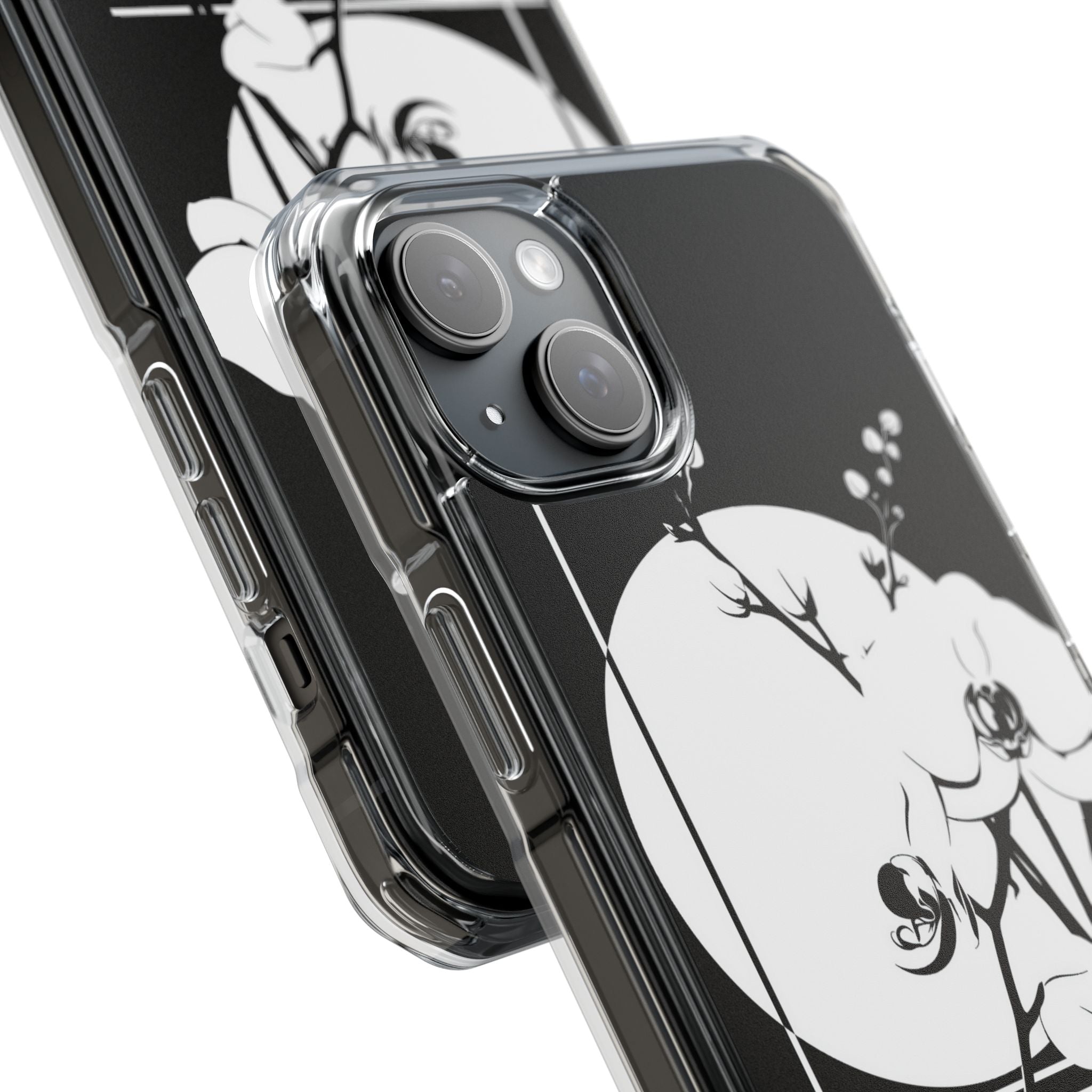 Black Impact MagSafe Phone Case for iPhone - Lunar Orchid Grid