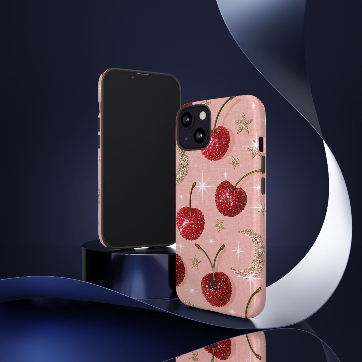 Bedazzled Ruby Cherries · Tough Phone Case for iPhone · Pink