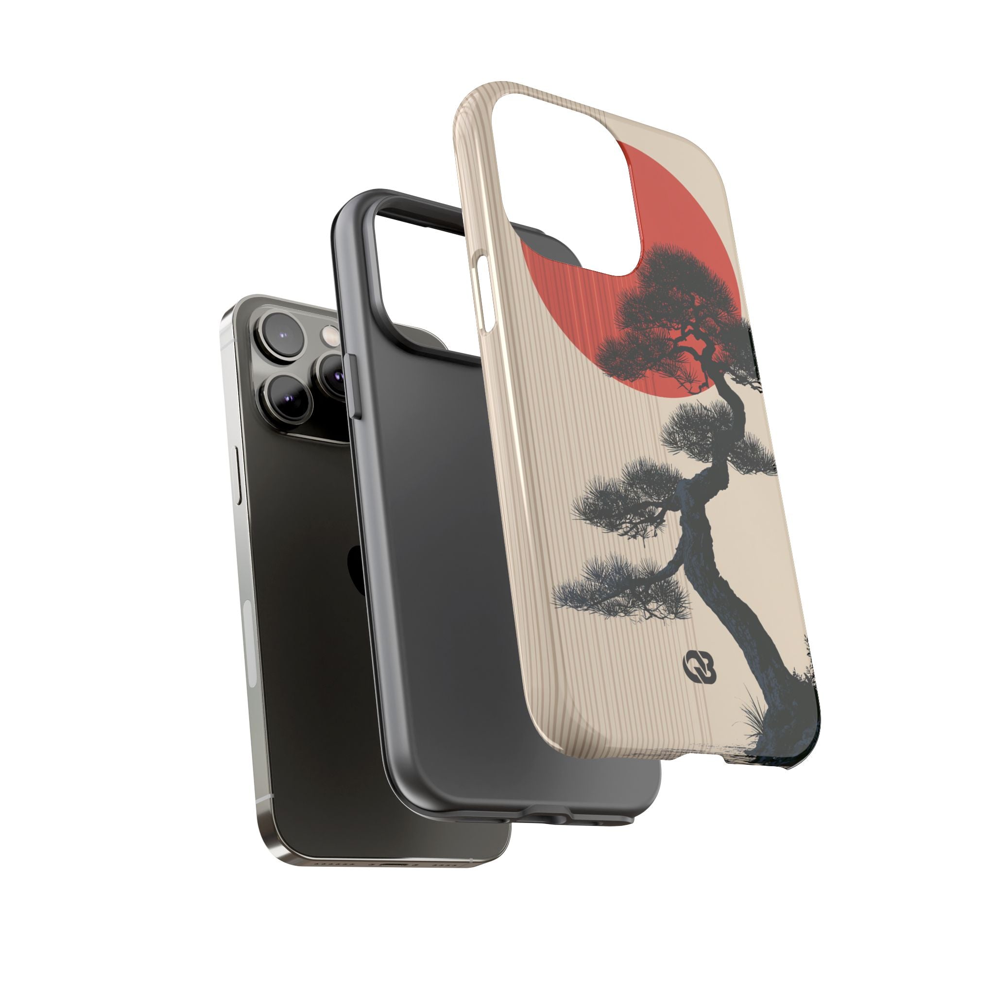 Beige Tough Phone Case for iPhone - Kyoto Crimson Pine