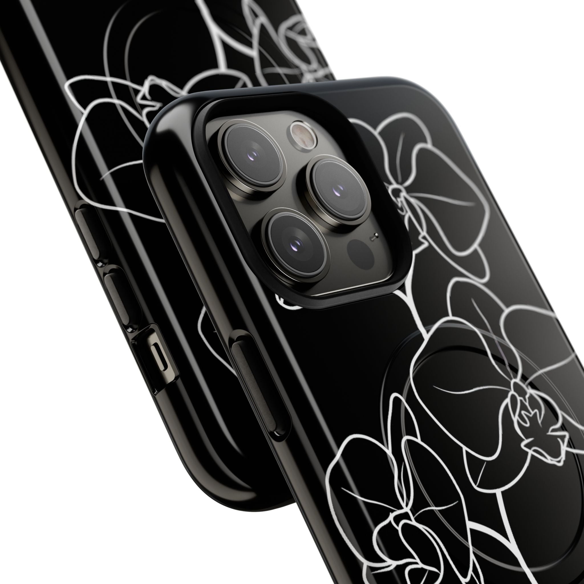 Black Tough 2.0 Magsafe Phone Case for iPhone - Noir Alabaster Orchid