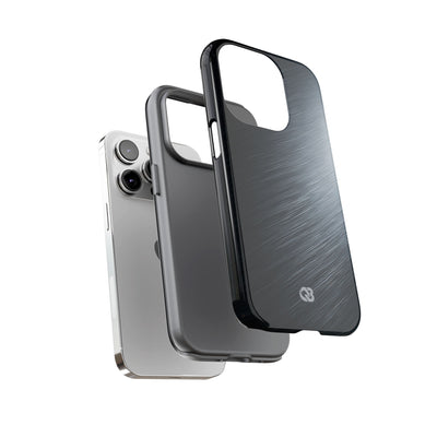 Grey Tough Phone Case for iPhone - Charcoal Brushed Steel