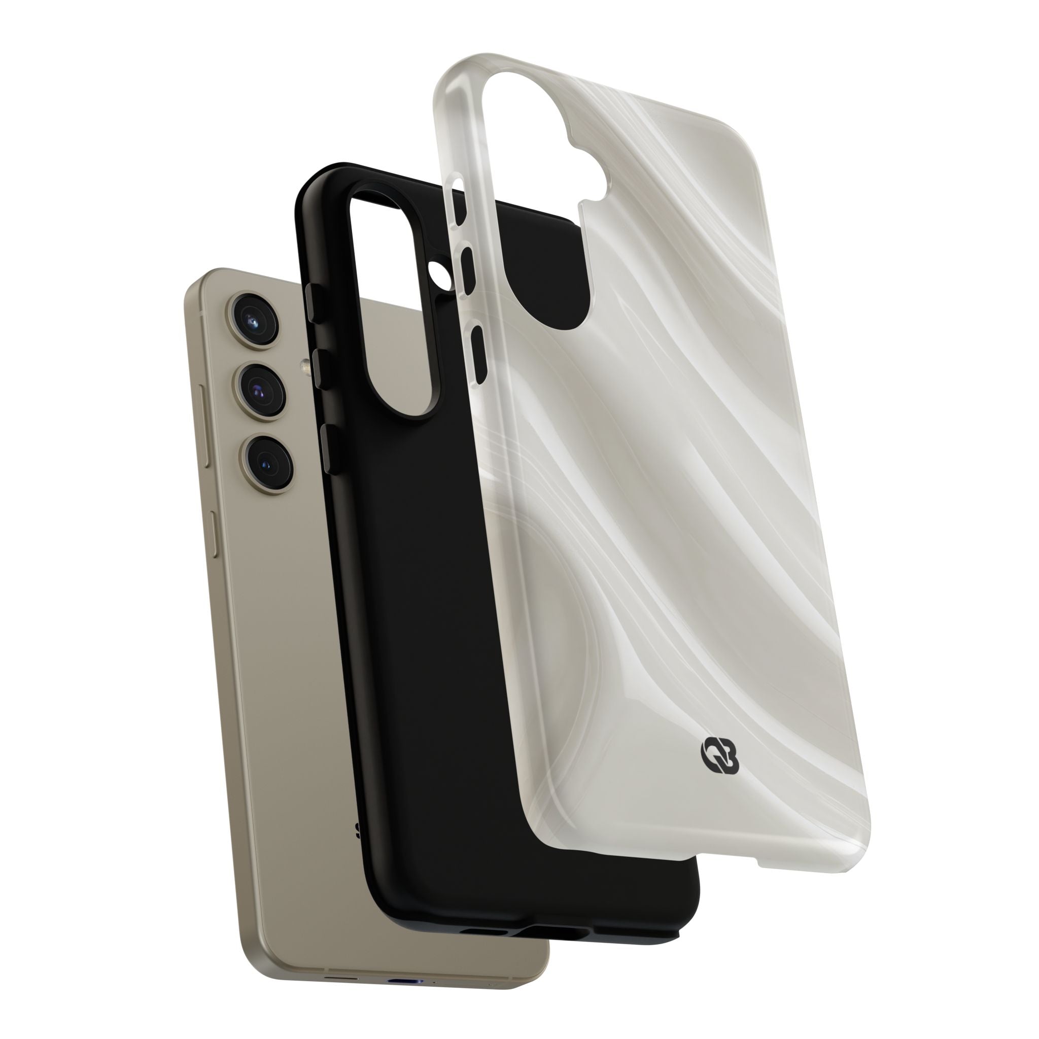 White Tough Phone Case for Samsung - Polished Ivory Wave