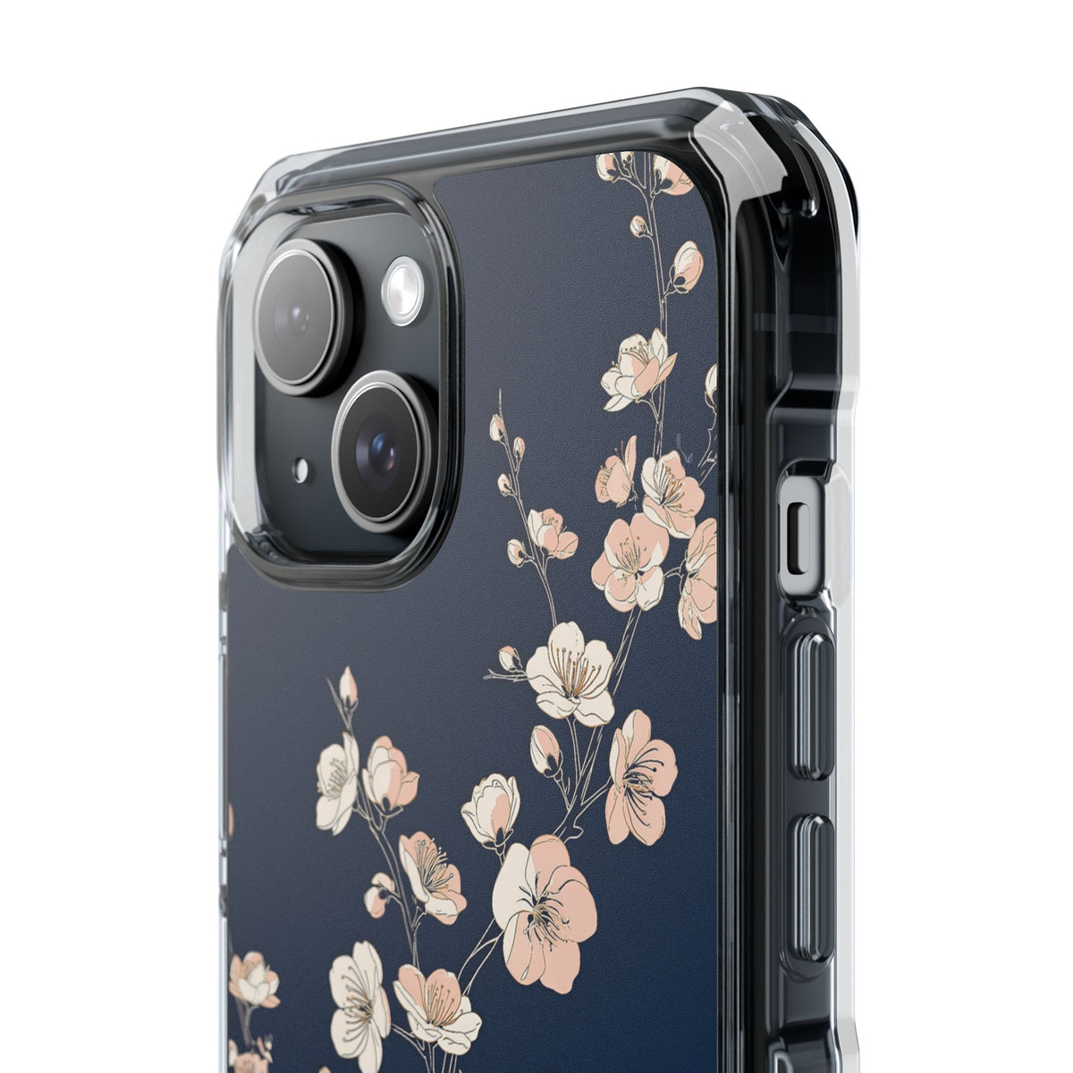 Midnight Plum Blossom · Clear Impact Magnetic Phone Case for iPhone ·  Blue