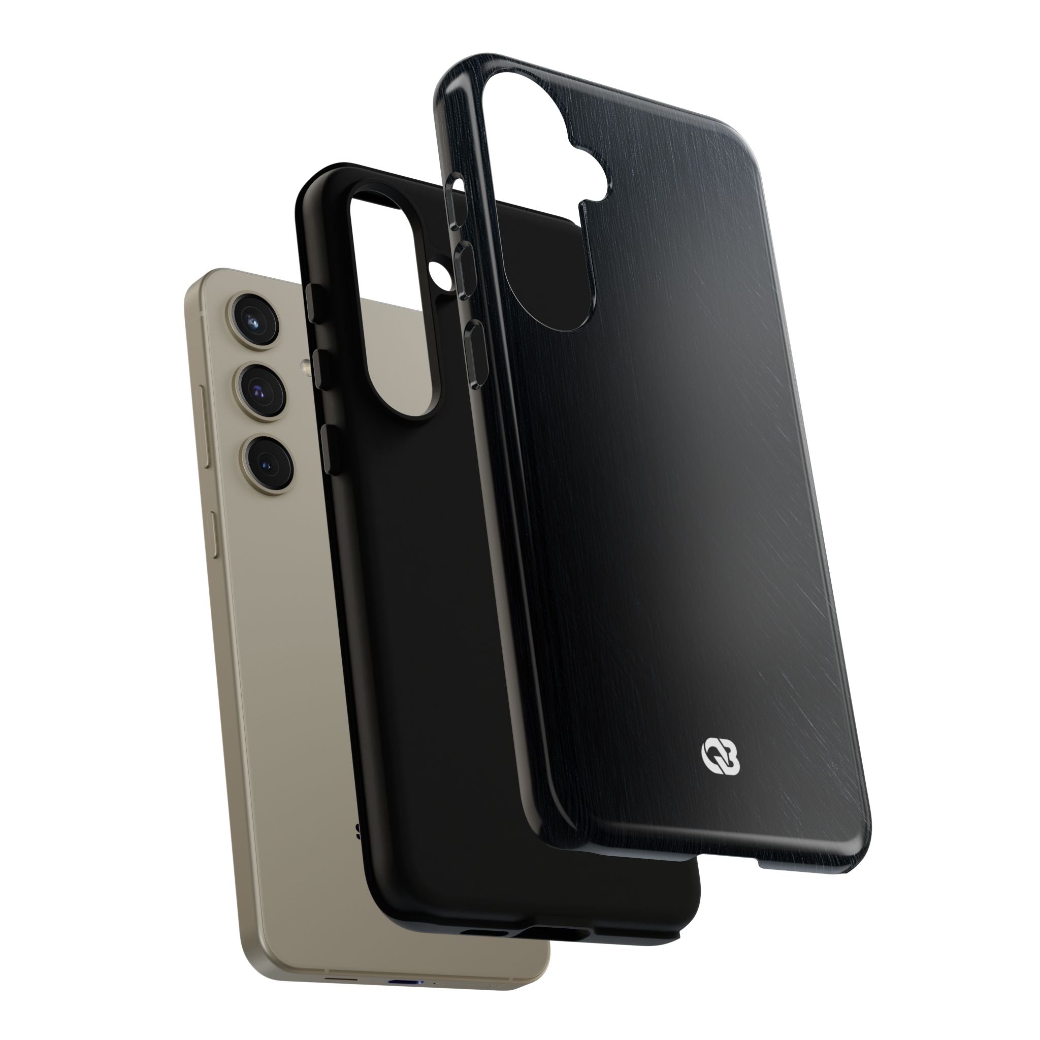 Black Tough Phone Case for Samsung - Midnight Brushed Grain