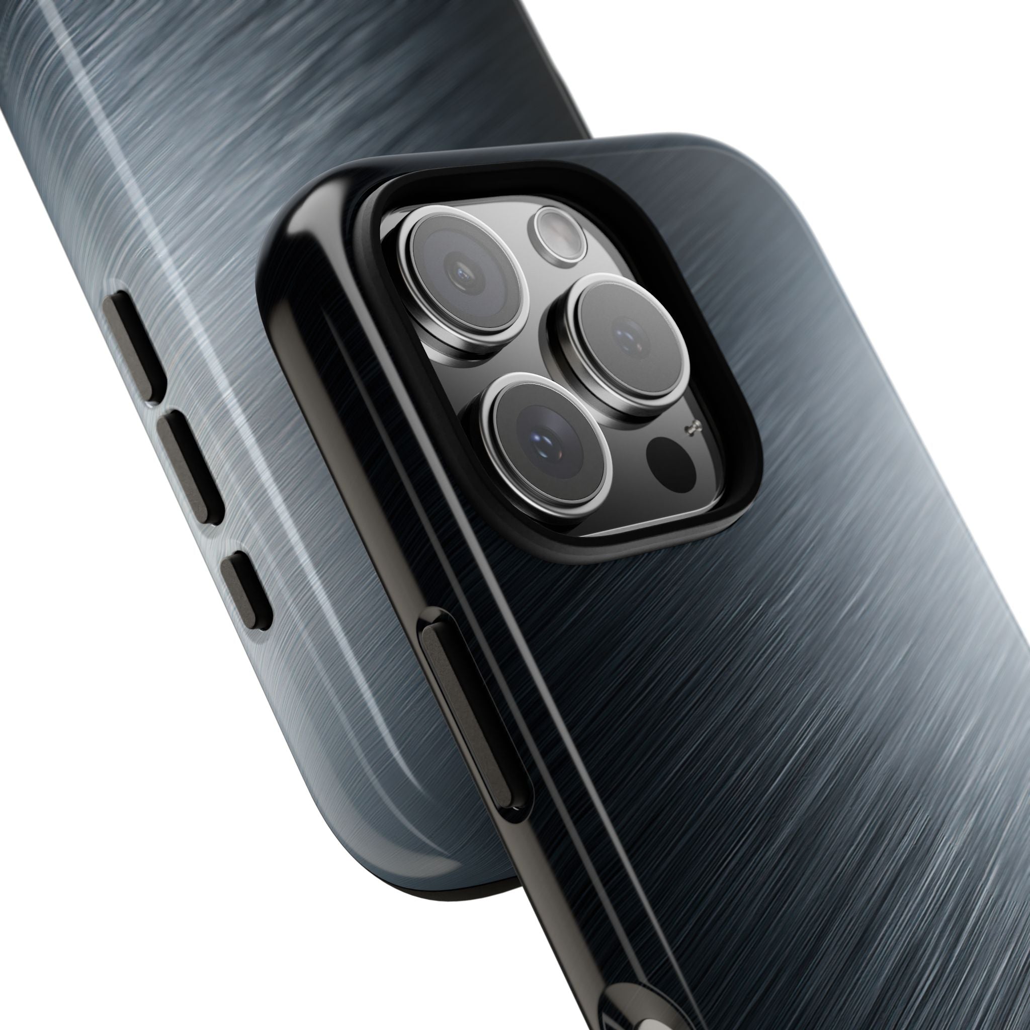 Grey Tough Phone Case for iPhone - Charcoal Brushed Steel