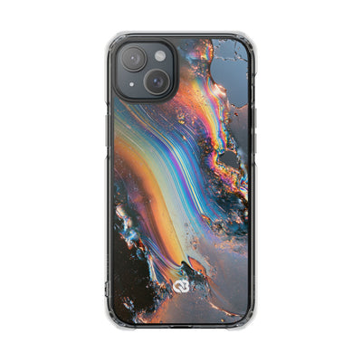 Prismatic Aura Flow · Clear Impact Magnetic Phone Case for iPhone · Blue