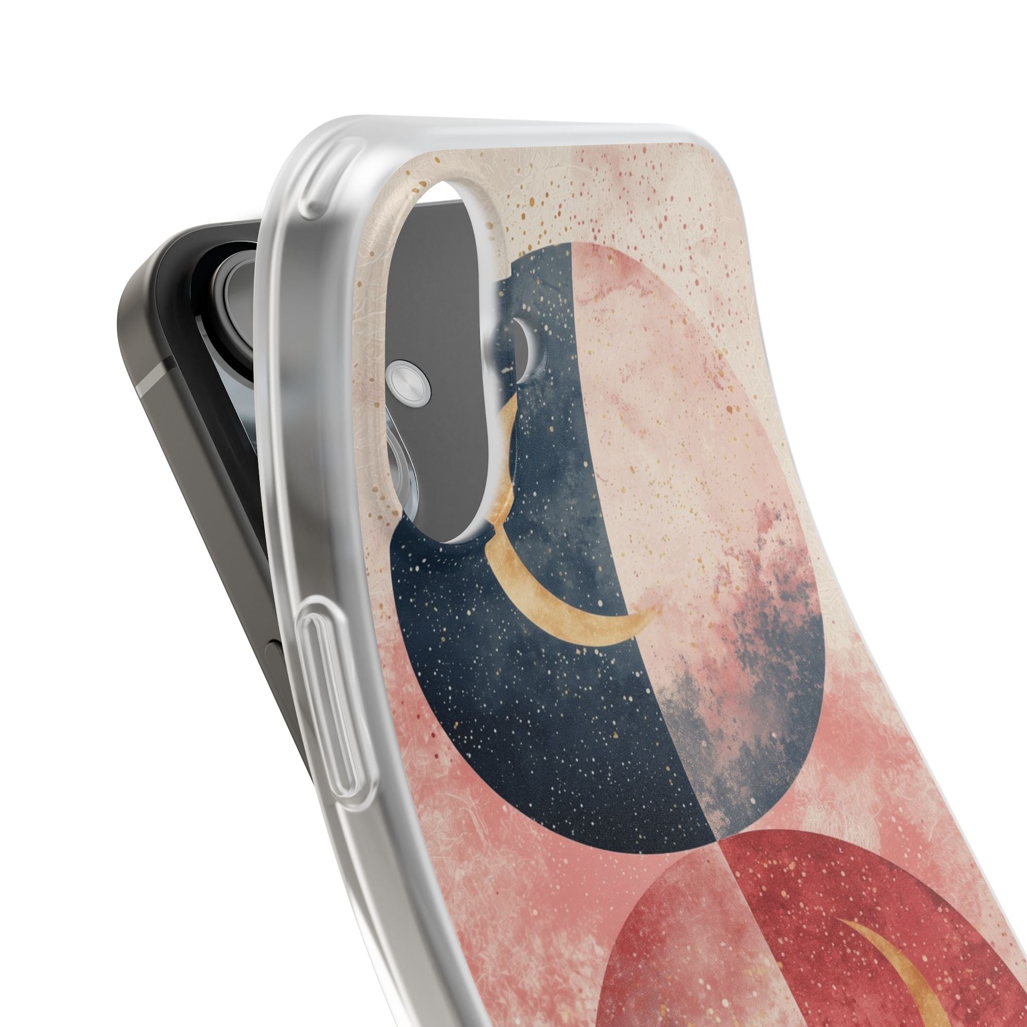 Golden Crescent Circles iPhone 16 Plus Case - Soft