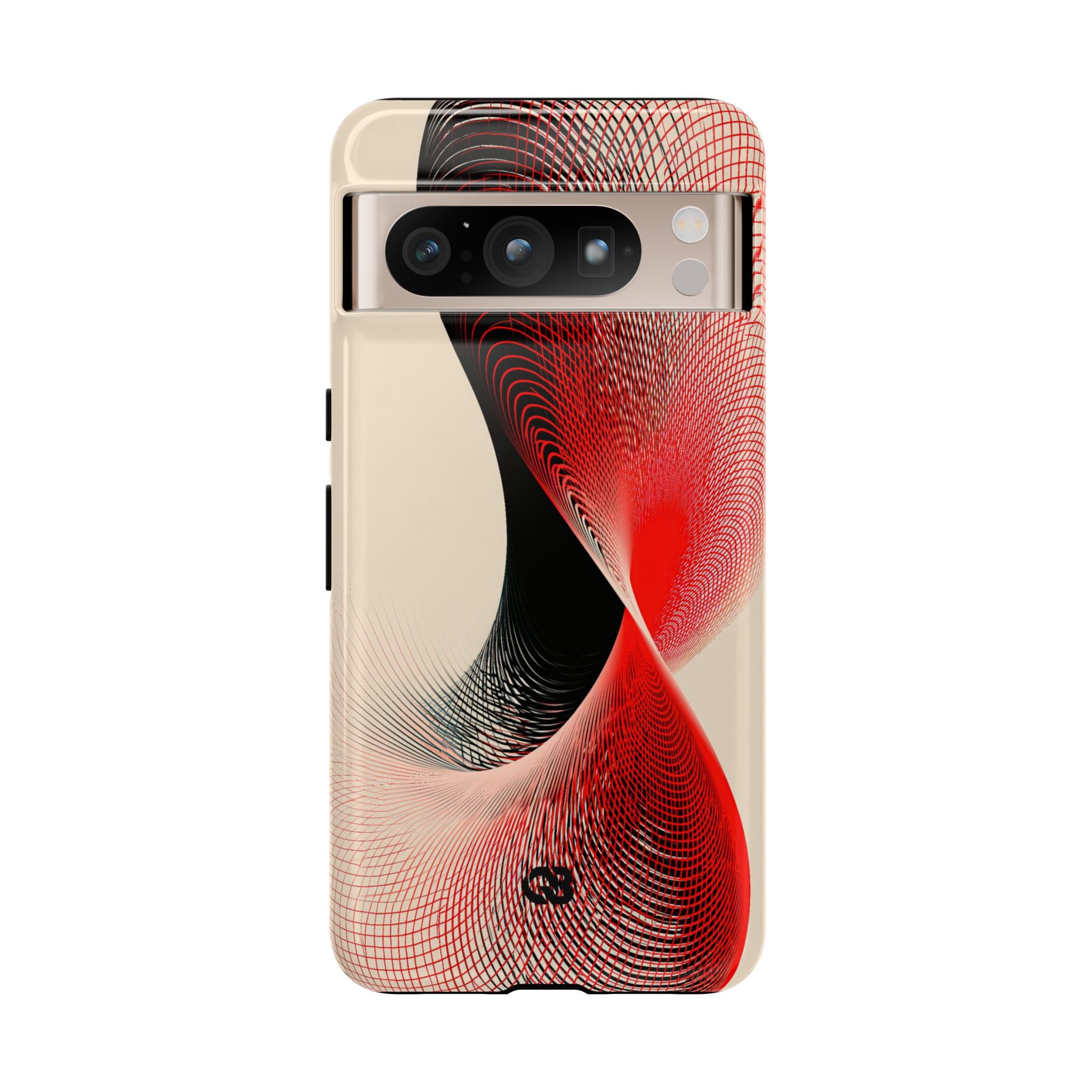 Red Tough Phone Case for Google Pixel - Crimson Grid Vortex
