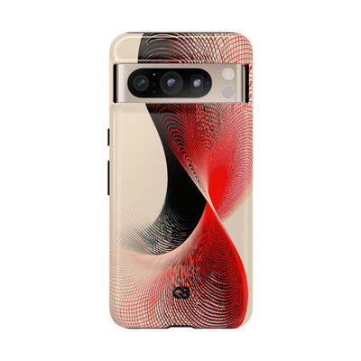 Red Tough Phone Case for Google Pixel - Crimson Grid Vortex