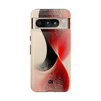 Red Tough Phone Case for Google Pixel - Scarlet Wireframe Helix