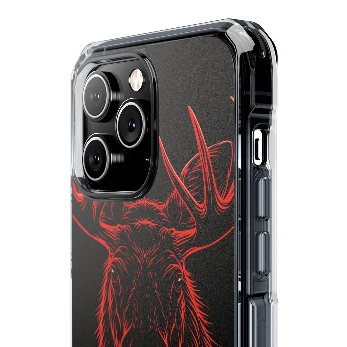 Nordic Moose Contour · Clear Impact Magnetic Phone Case for iPhone ·  Red