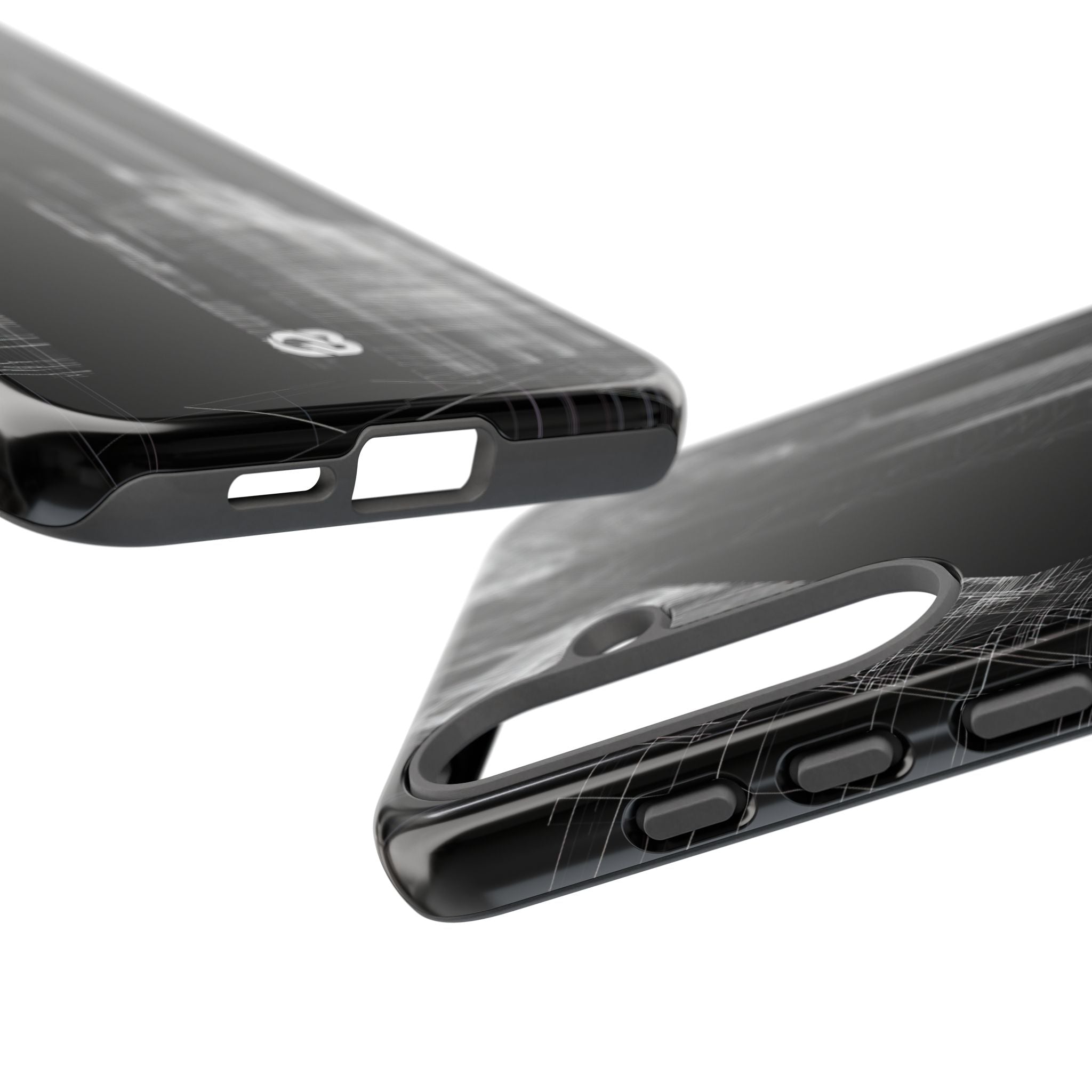 Black Tough Phone Case for Samsung - Ghost Urban Wireframe