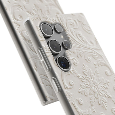 White Lite Phone Case for Samsung - Alabaster Floral Relief
