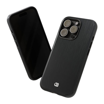 Black Tough Phone Case for iPhone - Brushed Obsidian Slate