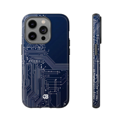 Blue Tough Phone Case for iPhone - Cobalt Data Stream
