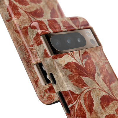Terracotta Botanical Fresco · Tough Phone Case for Pixel ·  Red