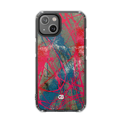 Neon Static Drip · Clear Impact Magnetic Phone Case for iPhone · Pink