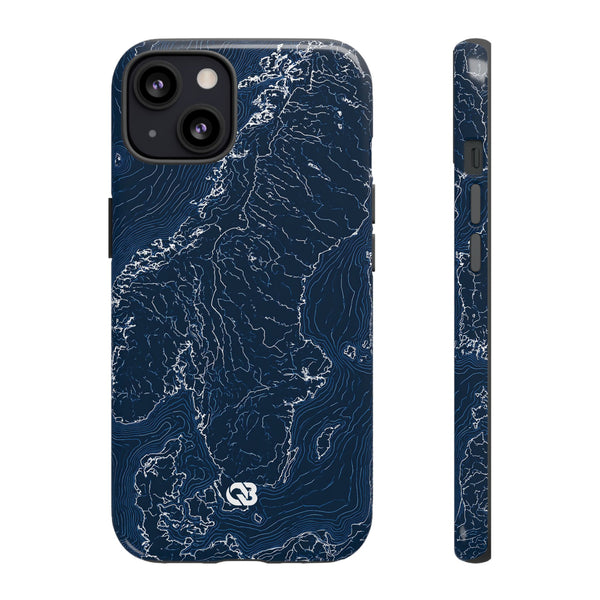Nordic Contour Chart · Tough Phone Case for iPhone · Blue